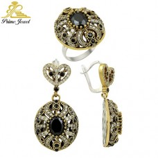 Gümüş Otantik Taşlı Set